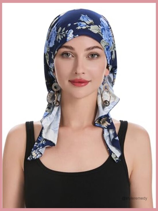 Pre-Tied Turban Beanie Cap Lightweight Chemo Headwrap Skull Cap main image 5